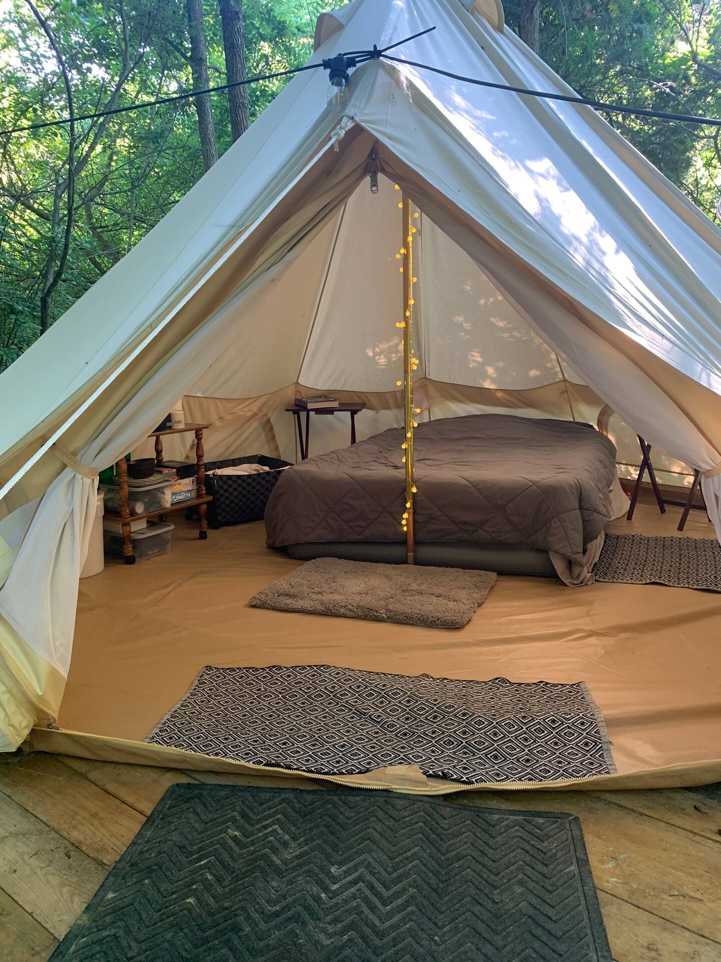Bedroom inside a tent