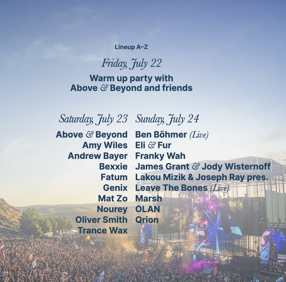 Above & Beyond Group Therapy Weekender