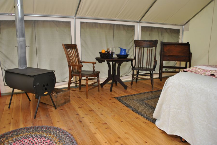 Glamping tent interior