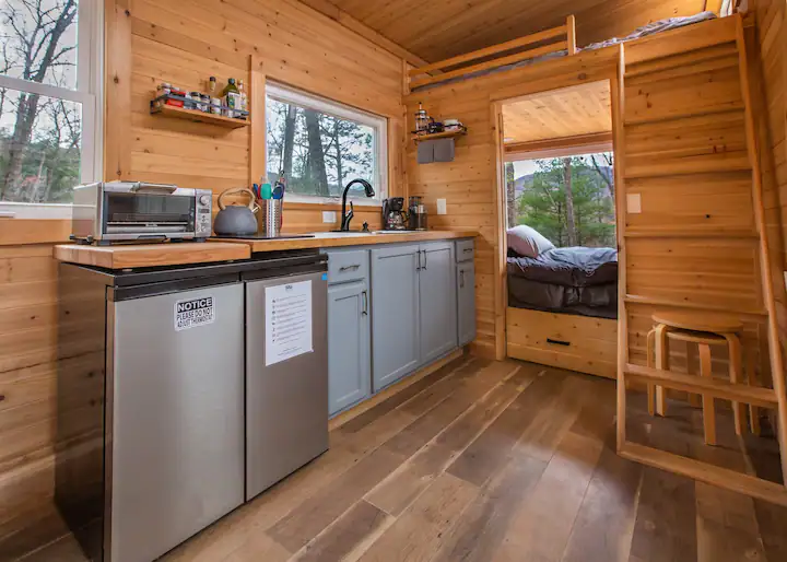 Nice wooden kitchen inside a cabin