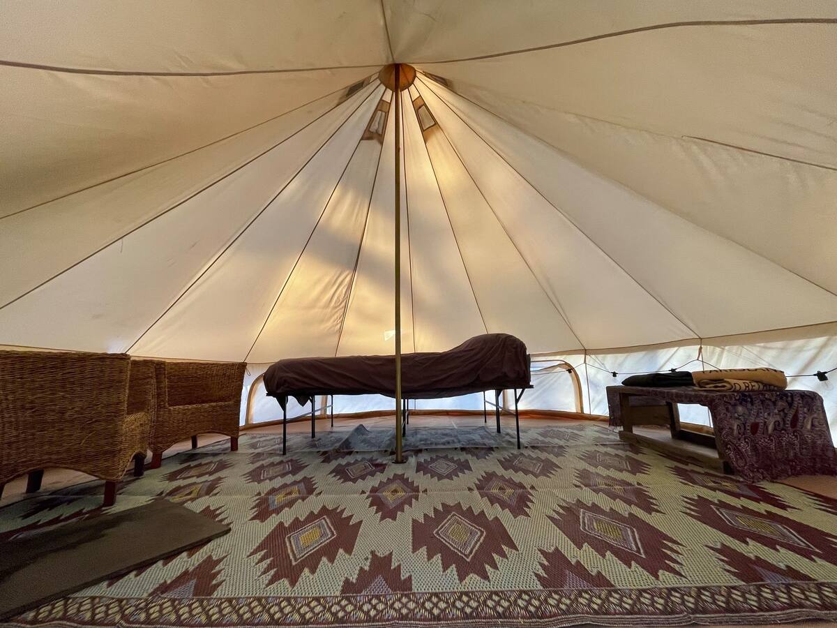 Inside a yurt