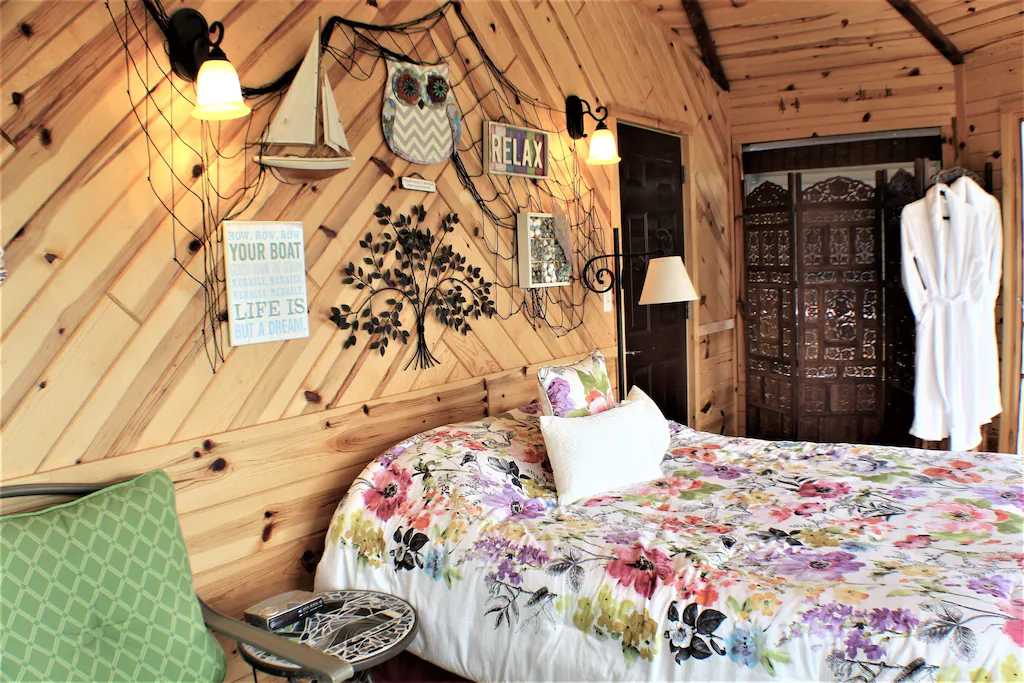 Bedroom inside a treehouse