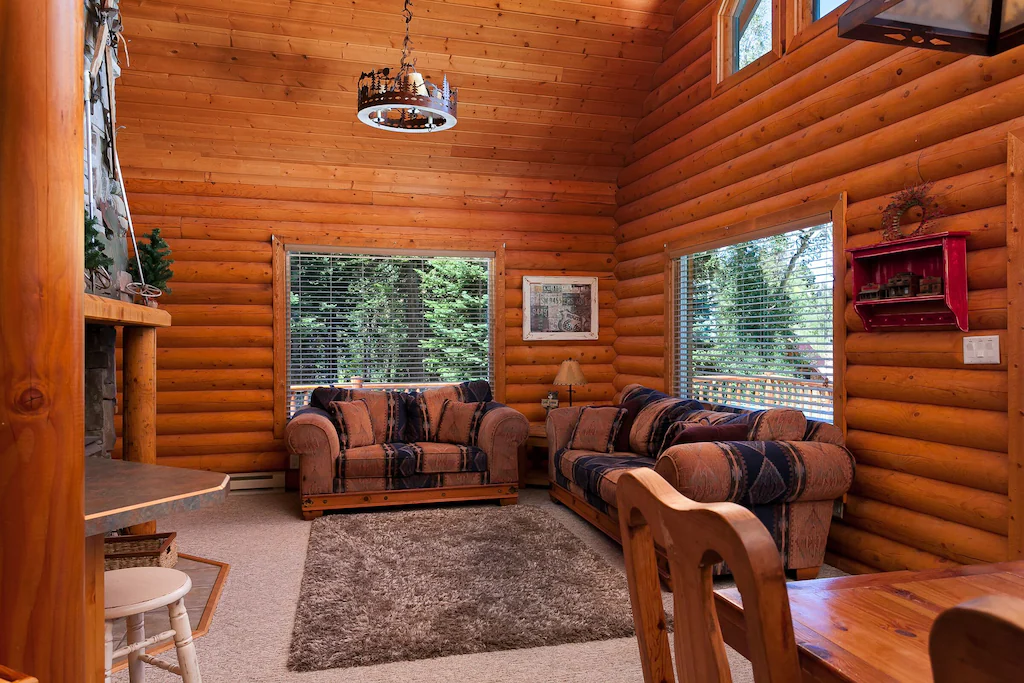 Wooden decorated cabin interior