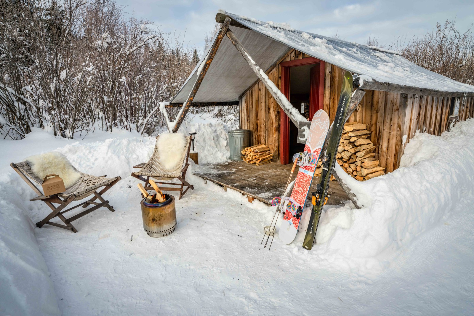 Winter glamping in Idaho