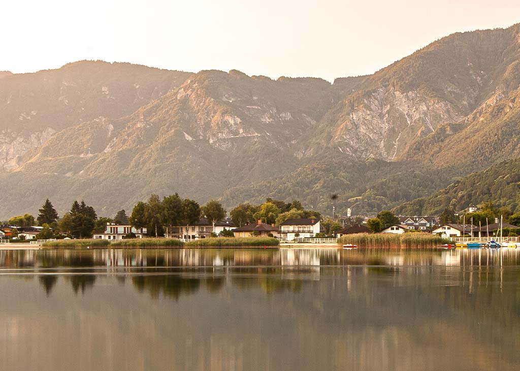 The beauty of mountains reflecting in the water