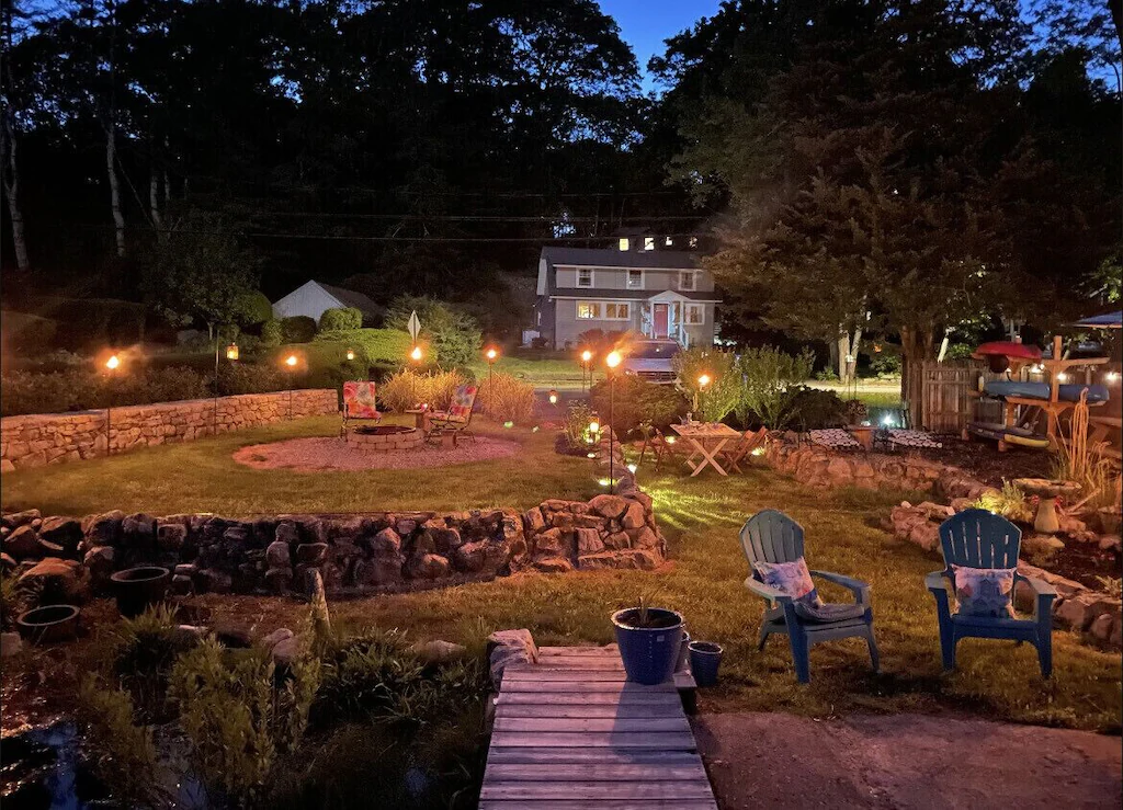 Waterside glamping cabin