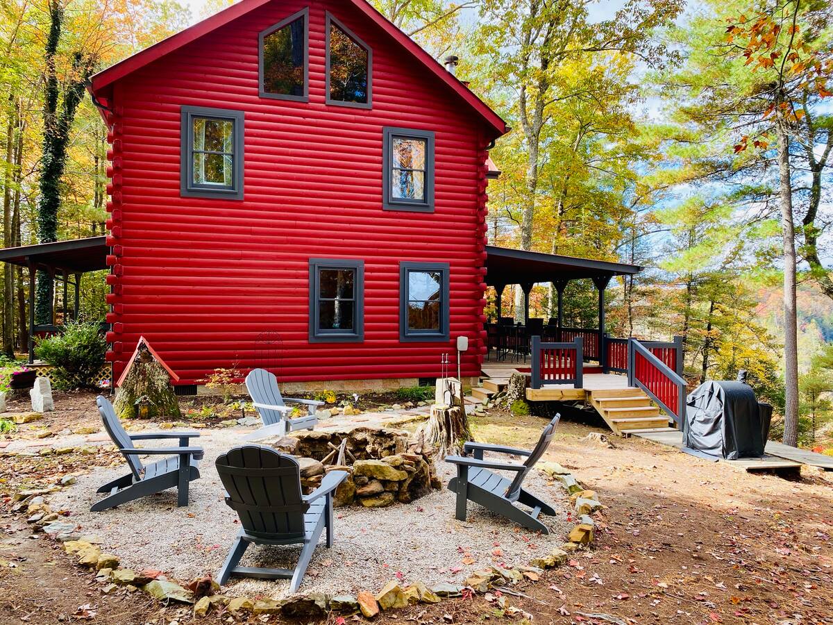 Cabin painted in red