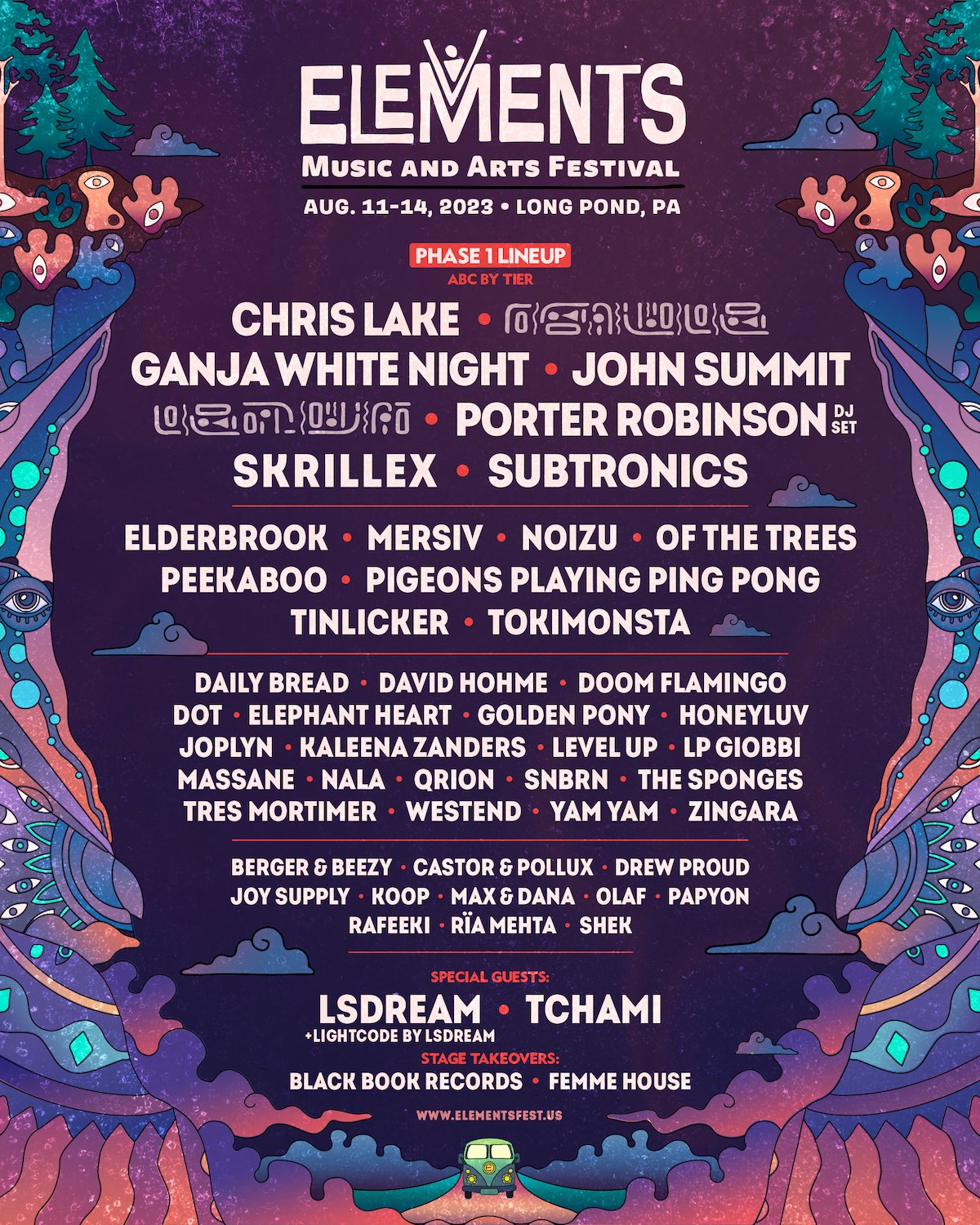Elements Music & Arts Festival Pennsylvania 2023 Line Up