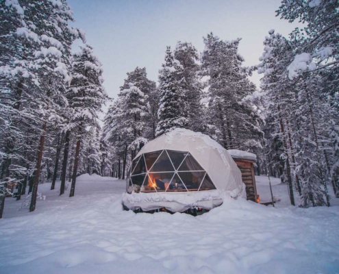 Finland Glamping Dome in Winter