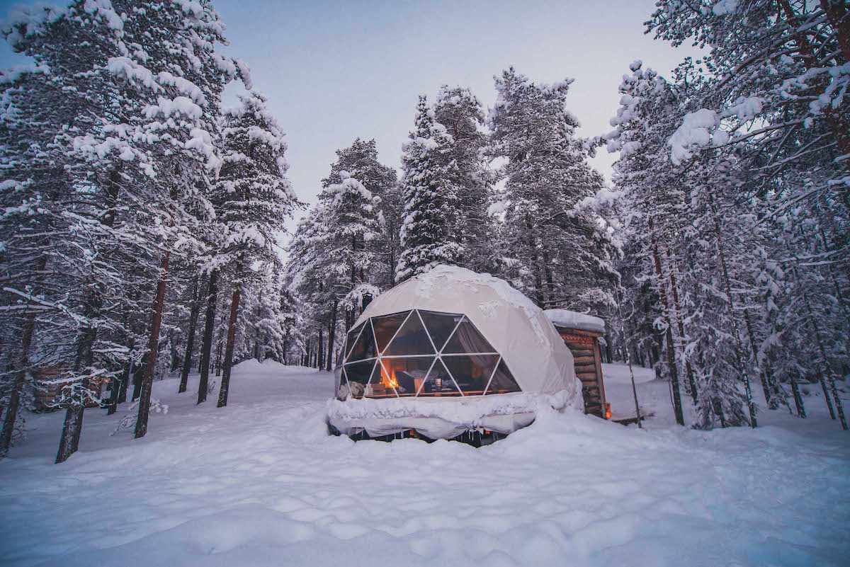 Finland Glamping Dome in Winter