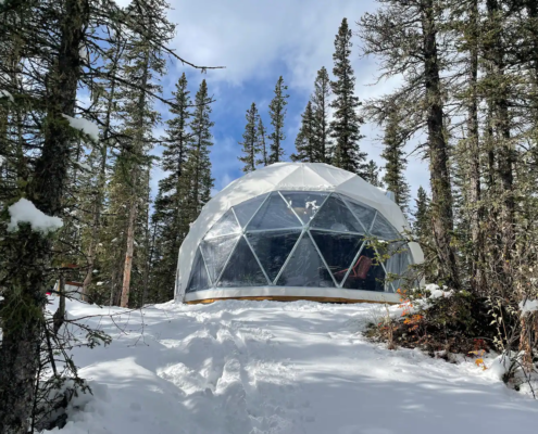 Peaceful Riverside Glamping Alberta Winter