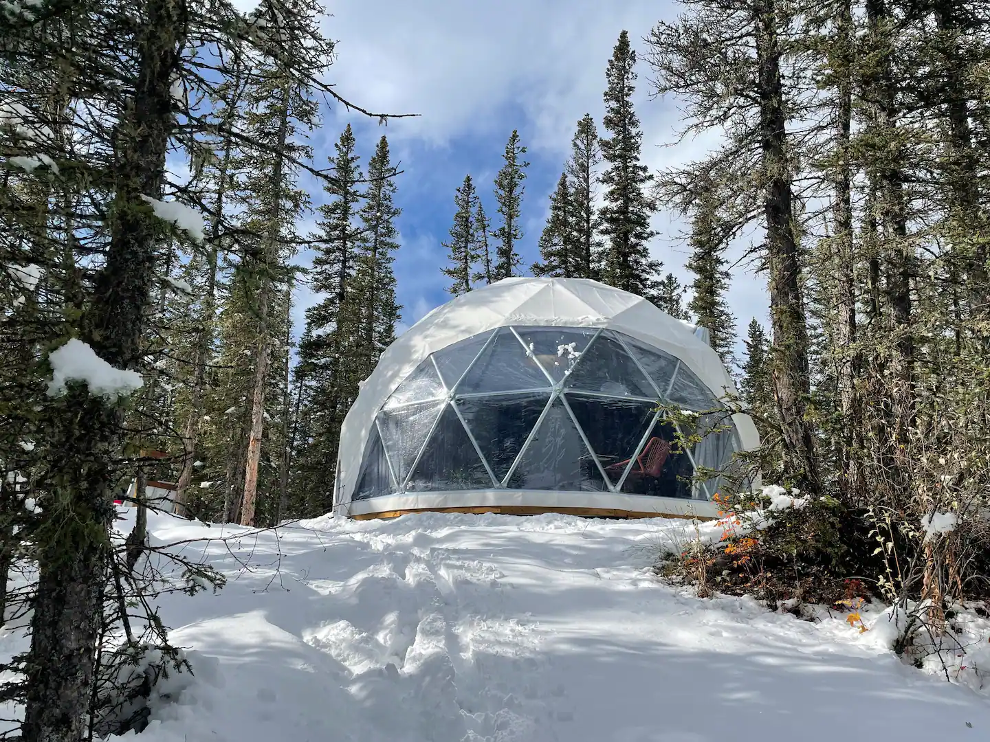 Peaceful Riverside Glamping Alberta Winter