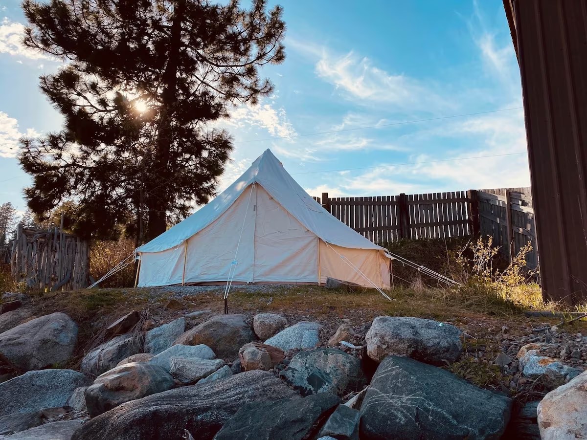 Sandpoint's Boho bell tent on Lake Pend Oreille